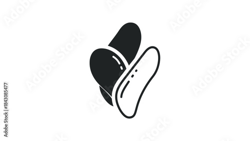 Black and white graphic of three abstract shapes resembling beans or seeds Keywords: bean, seed, abstract, graphic, icon, food
