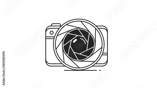 Camera lens aperture icon on white background Keywords: aperture, camera, circle, closed, collection, component, concept