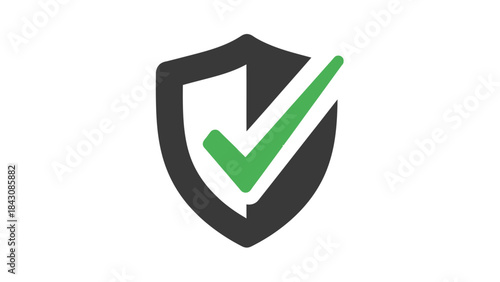 Shield with Green Check Mark Icon Symbolizing Security and Approval Keywords: shield, check mark, green, icon, symbol