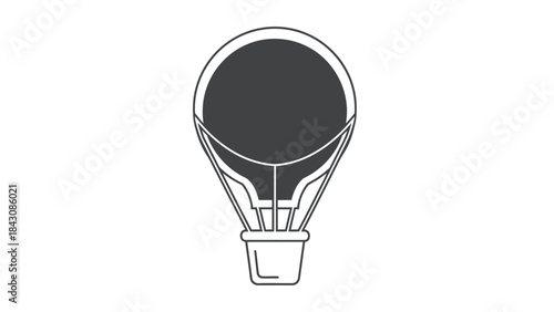 Stylized Outline and Silhouette of a Hot Air Balloon on White Background airship aircraft
