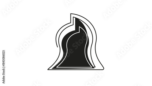 Stylized Outline and Silhouette of a Bell on White Background ringing sound
