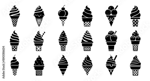 Wide-Body Chunky Ice Cream Cone Silhouette with Modern Scoop Shape