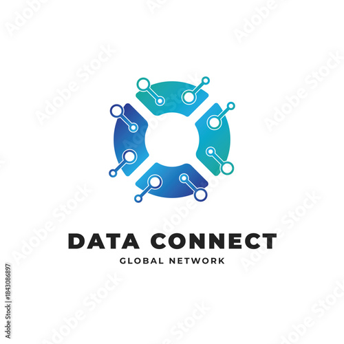data connect global network logo design concept idea