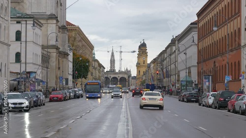 rainy day sky munich city center traffic street panorama 4k germany