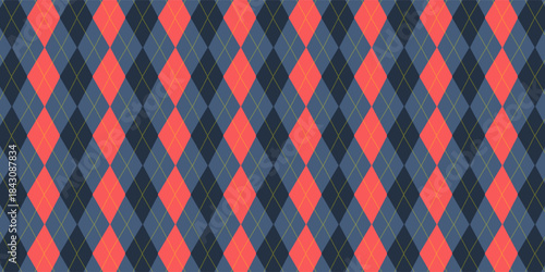 Stylish coral and slate blue argyle pattern.  Perfect for backgrounds, textiles, or fashion design. This geometric design offers a sophisticated and timeless aesthetic.