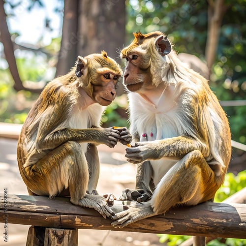 Two monkeys interacting