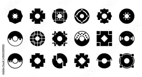 Compact Blocky Donut Silhouette with Minimal Rounded Shape