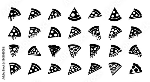 Cartoon Block Pizza Slice Silhouette with Simple No-Toppings Design