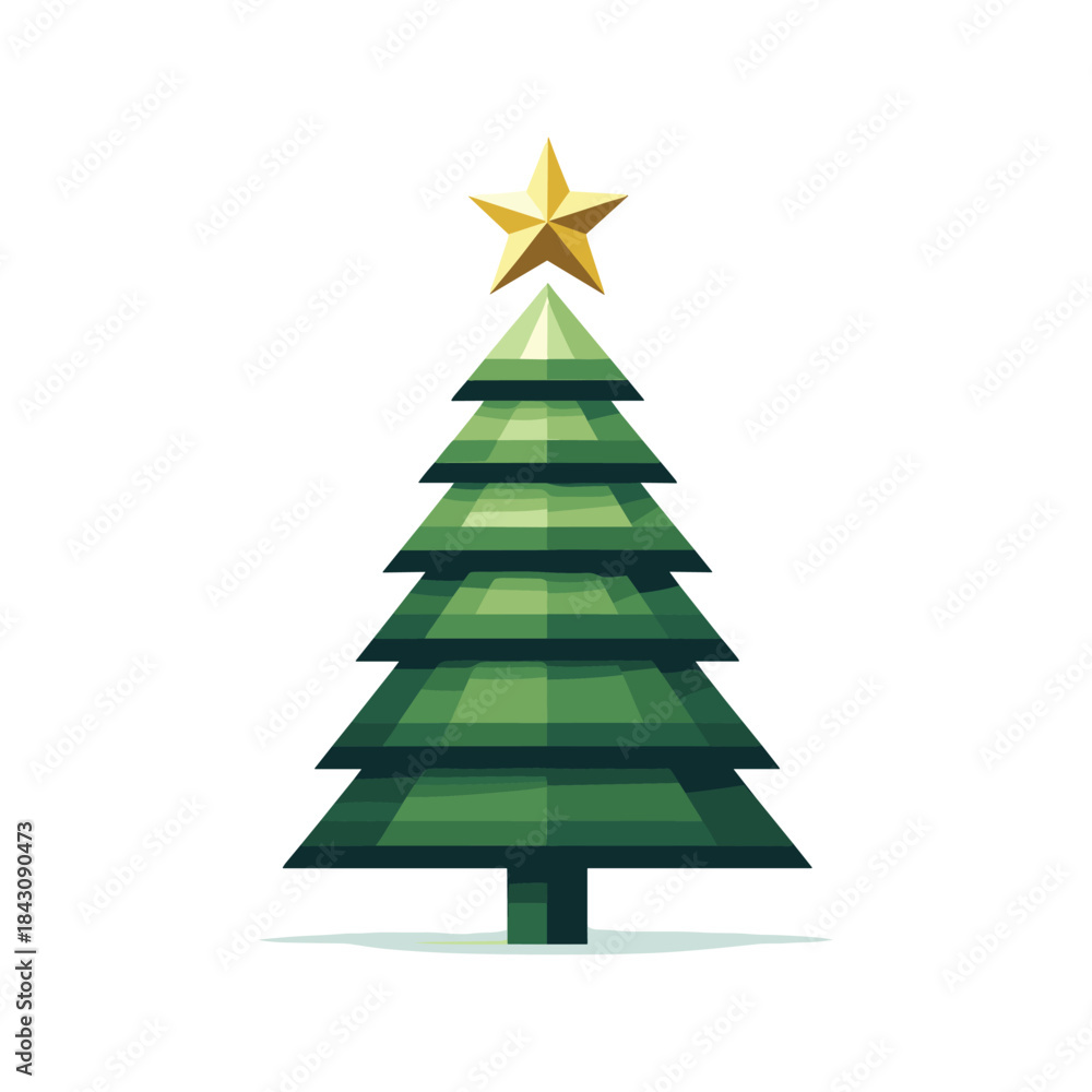 Fototapeta premium Christmas Tree With A Star Topper Vector Illustration Design