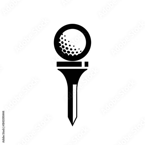 Golf Ball on Tee Icon. Simple black and white vector illustration of golf equipment for sport design.