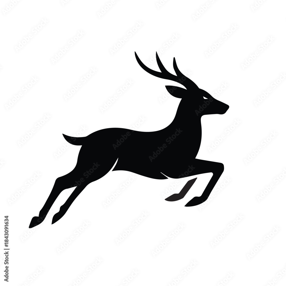 Obraz premium Dynamic running deer silhouette ideal for speed-themed brand designs.