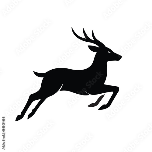 Dynamic running deer silhouette ideal for speed-themed brand designs.