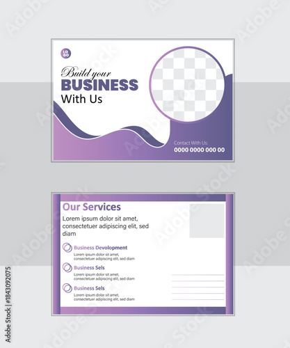 Business Postcard Design with Curve Shape 