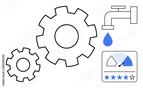 Operational efficiency. Gears process optimization and efficiency in production. Water flow resource management. Operational efficiency monitored through performance analytics. For management