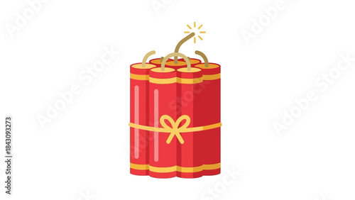 Red Dynamite Sticks with Lit Fuse Illustration.