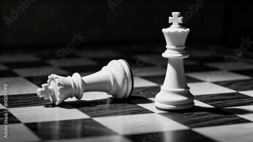Chess board close-up showing a checkmate position, symbolizing strategic victory and leadership.