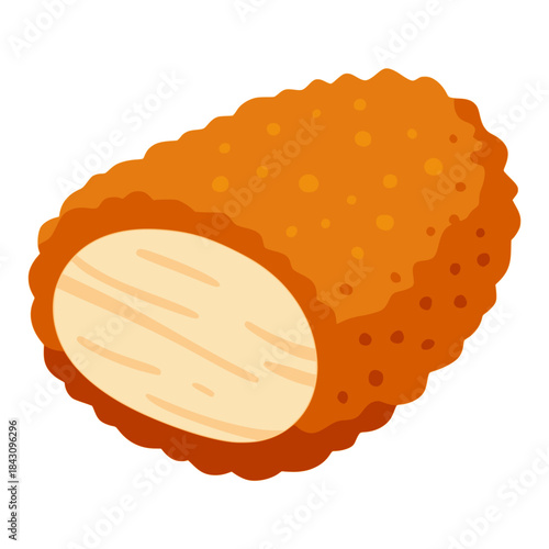 Fried crispy chicken roll food snack flat color vector illustration template design