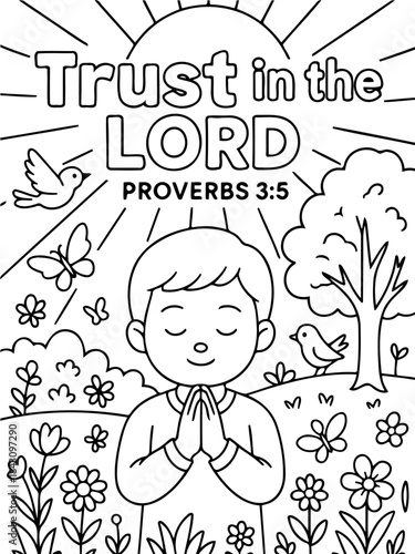 Trust in the Lord: A young individual embodies faith and trust, surrounded by nature's beauty and the message of hope and belief.