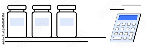 Healthcare costs, pharmaceutical inventory, budgeting, pharmacy analytics, medicine pricing, financial planning. Image shows three medicine bottles and a calculator. Healthcare costs
