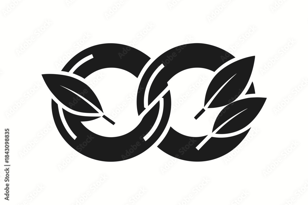 Obraz premium leaf chain circular eco connection icon