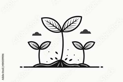 sprout leaves with seed icon