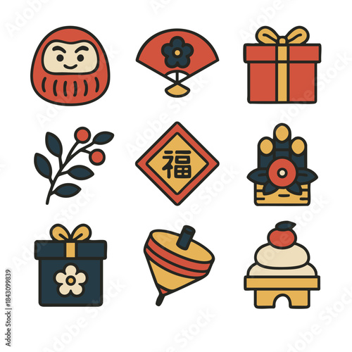 Daruma doll fan gift branch lucky emblem kadomatsu present top toy mochi joyful