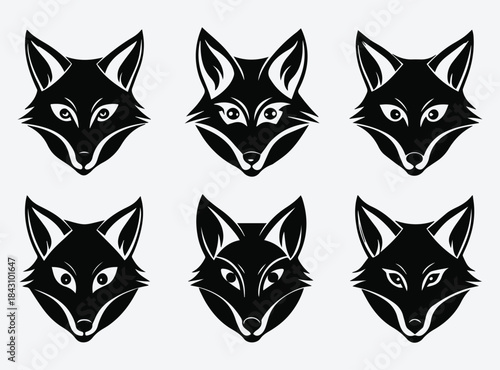 Black White Fox Head Set