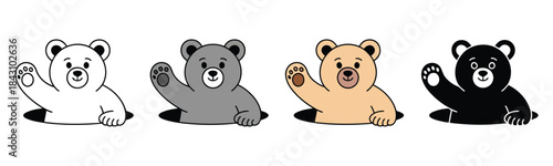Bear Polar Icon Vector, a fun vector illustration of a polar bear with thumbs up, suitable for pet-themed graphics, cartoon