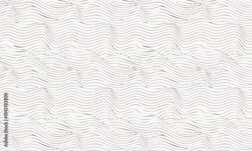 Simple Hand Drawn Doodle Waves Pattern, Elegant Monochrome Geometric Textile Print
