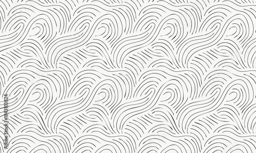 Japanese Style Sea Waves Vector, Organic Flowing Line Art Wallpaper Design