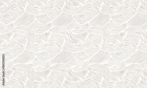 Seamless Minimalist Pattern with Organic Wavy Lines, Hand Drawn Abstract Boho Texture Background