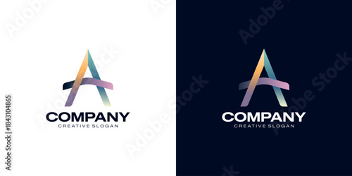 Vector Logo Icon Gradient  Letter A Digital Company Business Template Design