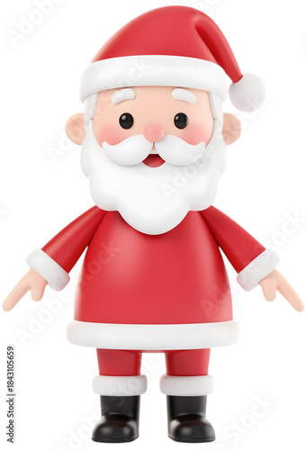 Cute 3D Santa Character Transparent Background