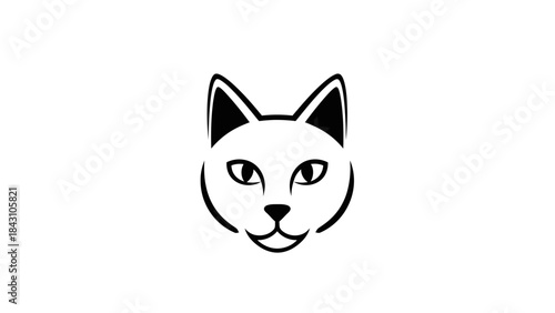 Minimalist black and white cat head logo icon for branding and design
