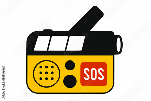 Emergency Hand Crank Radio Flat Vector

