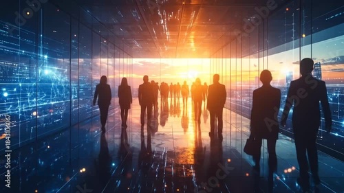 Wallpaper Mural Business Professionals Walking Towards Future Success with Technology Torontodigital.ca