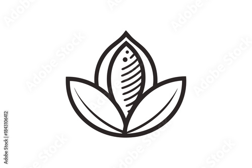 seed pod with floating arc accent