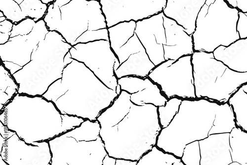 Cracks in the texture of dry soil surface illustration. Cracked clay soil PNG file with transparent background. Eps 10