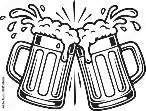 Beer mug icon with beer vector illustration for bar and party design