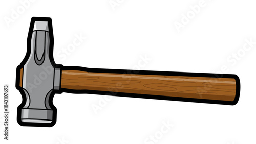 Steel hammer tool illustration representing construction and carpentry work, home repair equipment, woodworking task and building maintenance in clean flat icon style