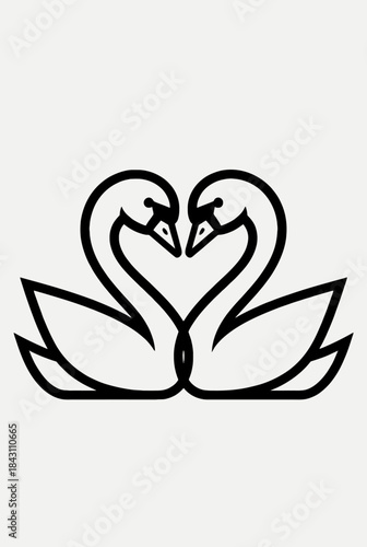Graceful swans in a romantic embrace, their necks creating a heart of devotion