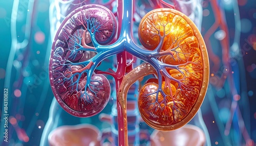 Human Kidneys Anatomy Healthy and Diseased Kidney Comparison.