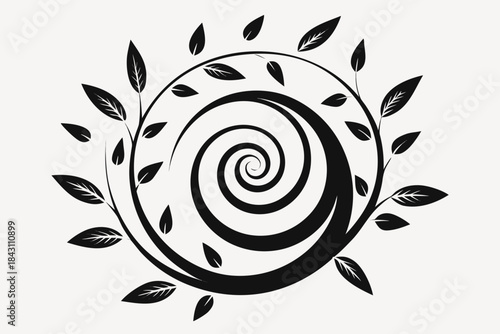 leaf spiral arc lines abstract icon