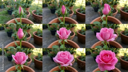 Close-up of Pink Rose Flower in Garden.