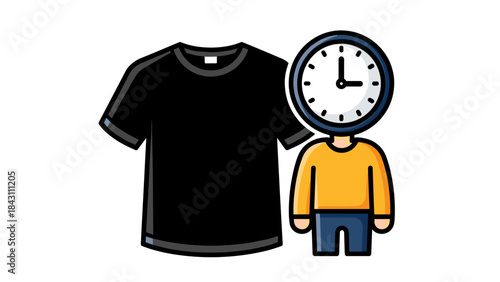 T-shirt and human clock illustration