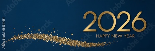 Golden new year 2026 celebration with sparkling glitter and festive wishes