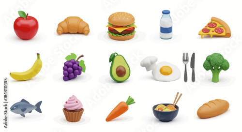 Collection of fresh and delicious food items and healthy ingredients for a balanced diet