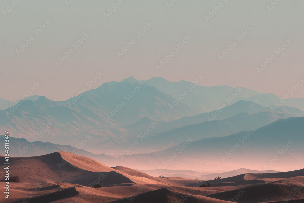 Naklejka premium Desert Landscape With Dunes And Warm Tones 