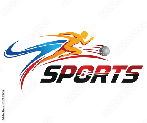 Dynamic Soccer Player Sports Logo Design Professional Football Brand Emblem Vector Illustration