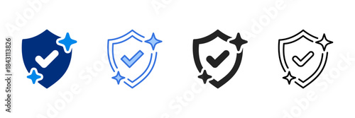 Shield Icon Set Multiple Style Vector Illustration. 